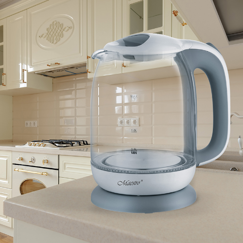 Електрочайник Maestro MR-056-GREY дисковий склянний 1,7 л 1850-2200W Сірий (1756658911) - фото 4 Електрочайник Maestro MR-056-GREY дисковий склянний 1,7 л 1850-2200W Сірий (1756658911) - фото 4