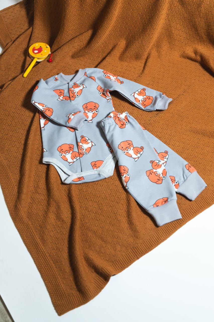 Комплект для немовляти боді з начосом і штанці Мопси 80 см (2688368764)