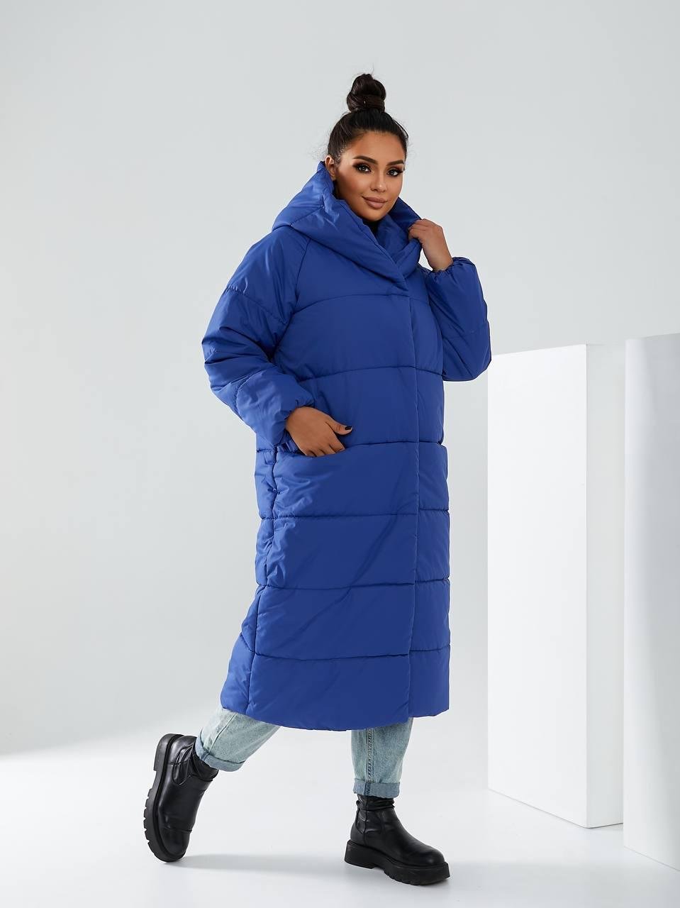 Пальто-пуховик довге на кнопках Аiza А521 р. 54-56 Електрик - фото 6 Пальто-пуховик довге на кнопках Аiza А521 р. 54-56 Електрик - фото 6