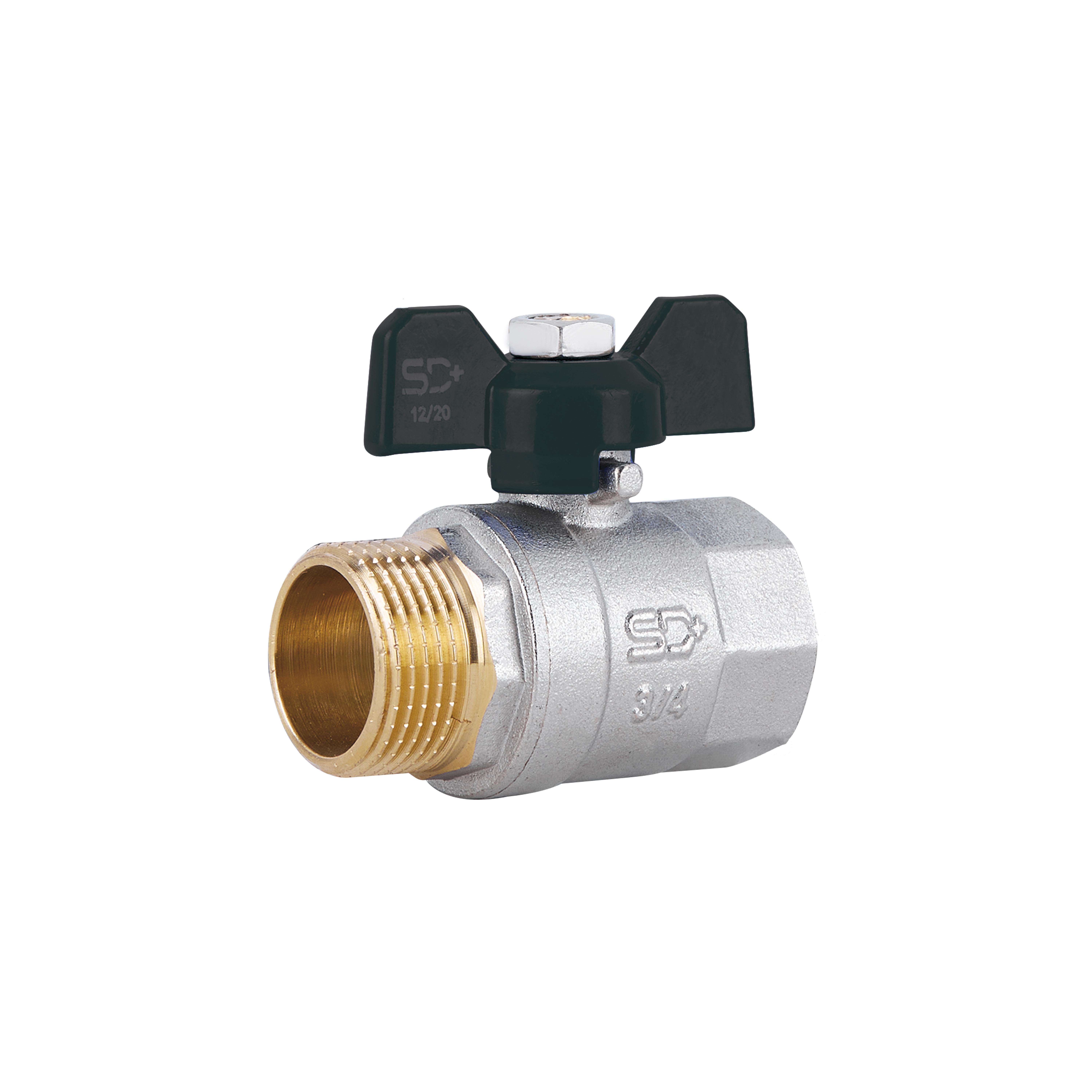 Кран шаровой SD Plus 3/4" ВН для воды бабочка (SD607W20) Кран шаровой SD Plus 3/4" ВН для воды бабочка (SD607W20)