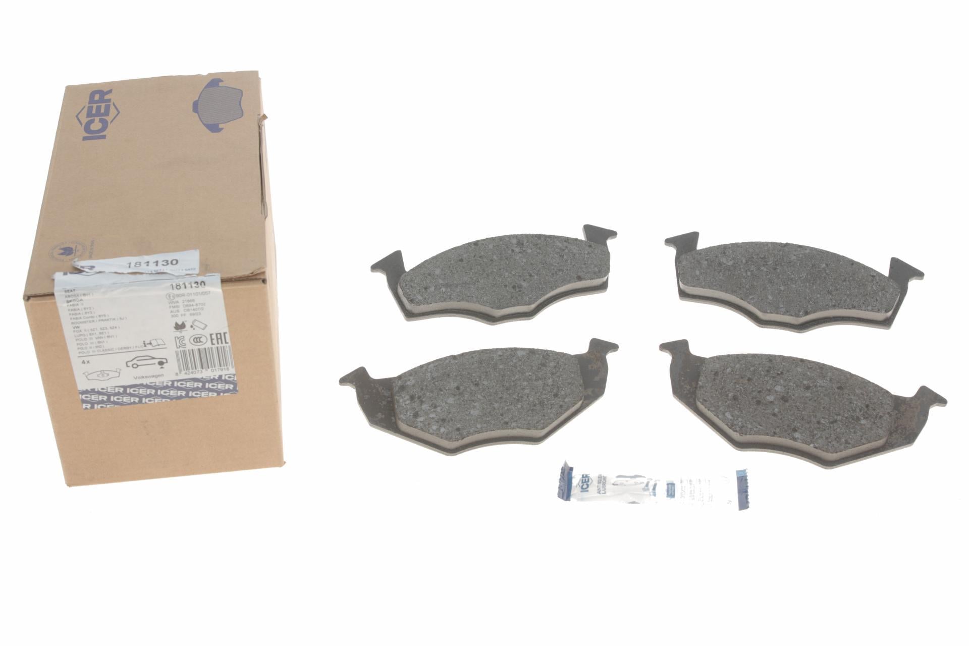 Колодки тормозные передние ICER 94-09 181130 Seat Arosa 97-04/Skoda Fabia 99-14/Roomster 07-15/VW Polo Колодки тормозные передние ICER 94-09 181130 Seat Arosa 97-04/Skoda Fabia 99-14/Roomster 07-15/VW Polo