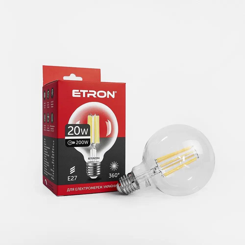 Лампа LED ETRON Filament 1-EFP-172 G95 E27 20W 4200K Прозрачный