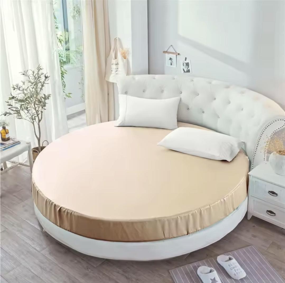 Простирадло на резинці кругле Текстилія сатин преміум d 240 см Бежевий (02030526) - фото 1 Простирадло на резинці кругле Текстилія сатин преміум d 240 см Бежевий (02030526) - фото 1