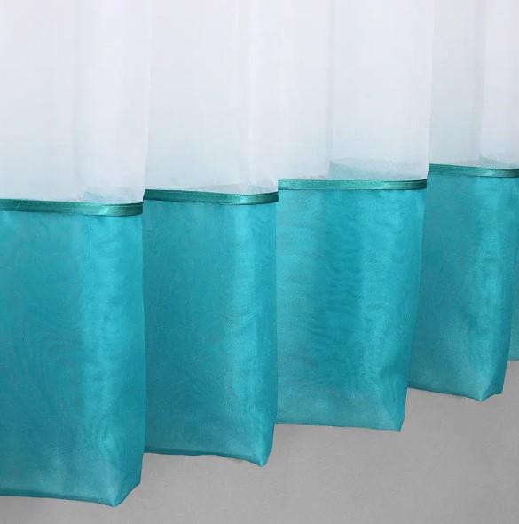 Шторки на кухню шифон/жаккард 280х170 см Лазурный/Белый (047к) - фото 4