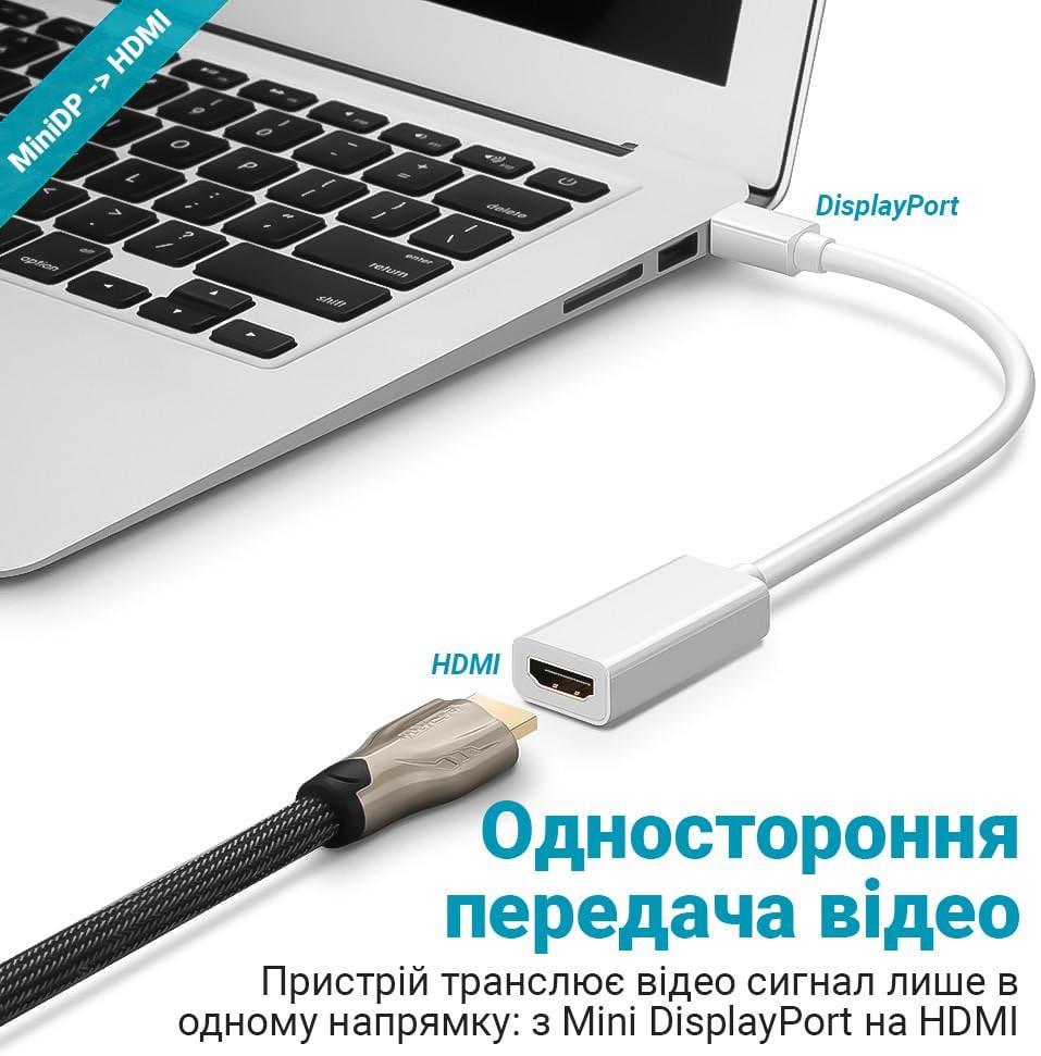 Адаптер відео з Mini DisplayPort на HDMI порт Addap MDP2HDMI-01 - фото 7