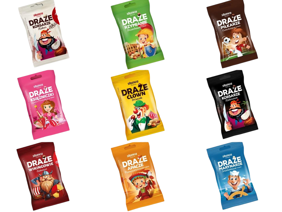 Драже в кокосовій глазурі Skawa Draze Корсари Мікс смаку 70 г 36 шт.