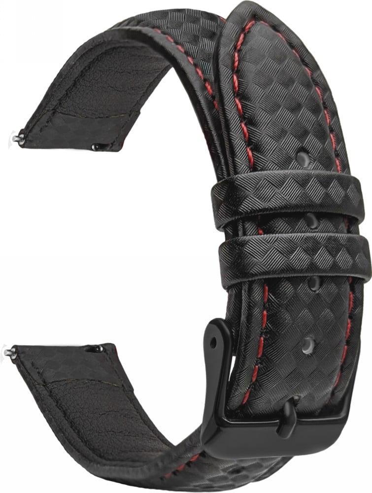 Ремешок кожаный Carbon для Haylou RS4 Plus LS11 Black Red (40623-44)