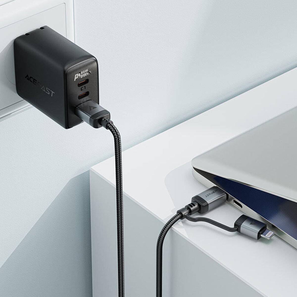 Кабель C20-01 USB-C to USB-C Lightning 60W 1,2 м Black (26712799) - фото 5
