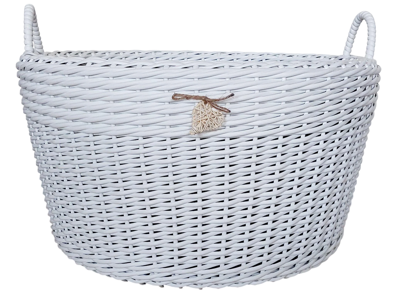 Корзина с ручками из искусственного ротанга ручной работы 90 л Белый (33021)