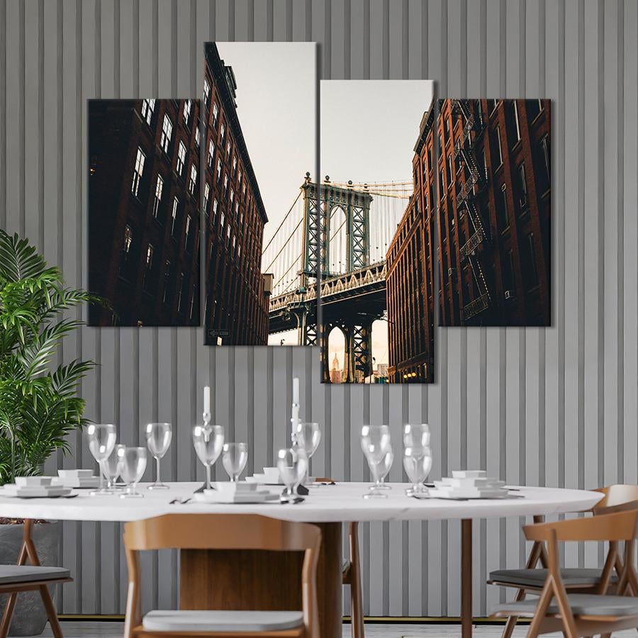 Картина город Знаменитый мост на Манхэттене 89x56 см (A690-4)