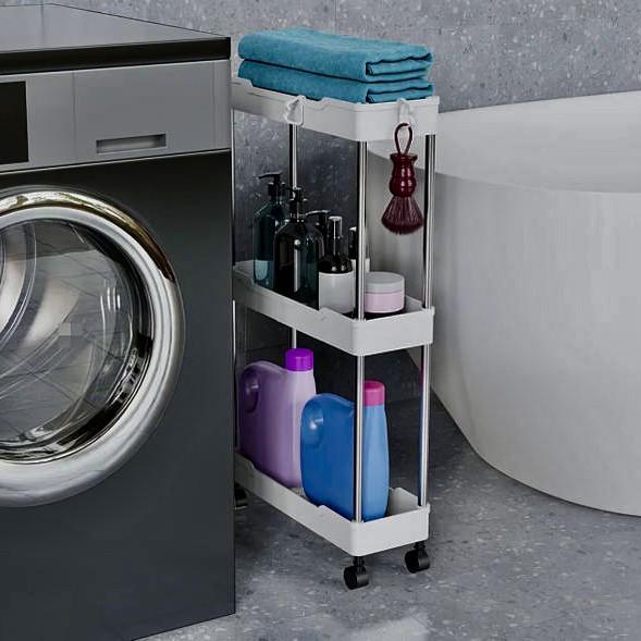 Этажерка на колесиках на колесах 3 яруса 60х35х13 см Белый (23864249) - фото 7 Этажерка на колесиках на колесах 3 яруса 60х35х13 см Белый (23864249) - фото 7