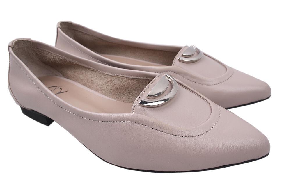 Туфли Aquamarin на низком ходу женские из кожи р. 39 Пудровый (1797-20DTCB)