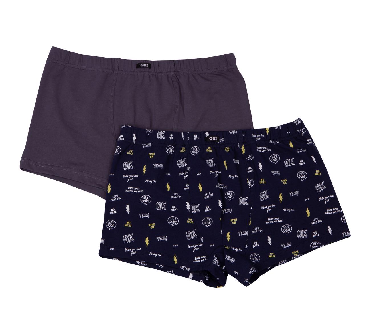 Комплект мужских хлопковых трусов на резинке GBI L 2 шт. Темно-Серый (13774)