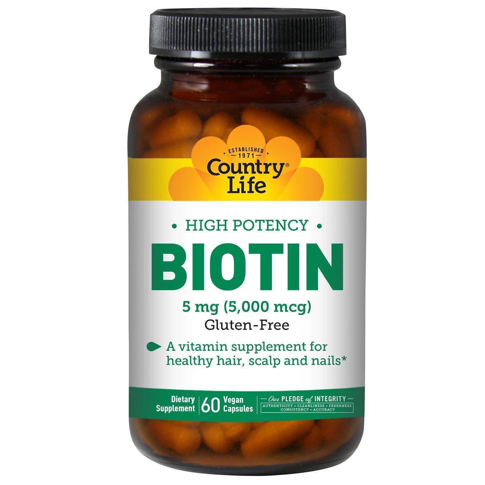 Биотин Country Life High Potency Biotin 5 mg 60 Caps