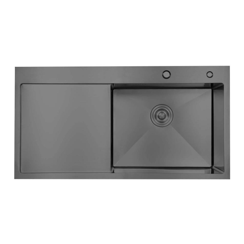 Мойка для кухни интегрированная Lidz Handmade H7849BL LDH6545BPVD43623 PVD крыло слева 30/10 мм Brushed Black (FRRS00049748)