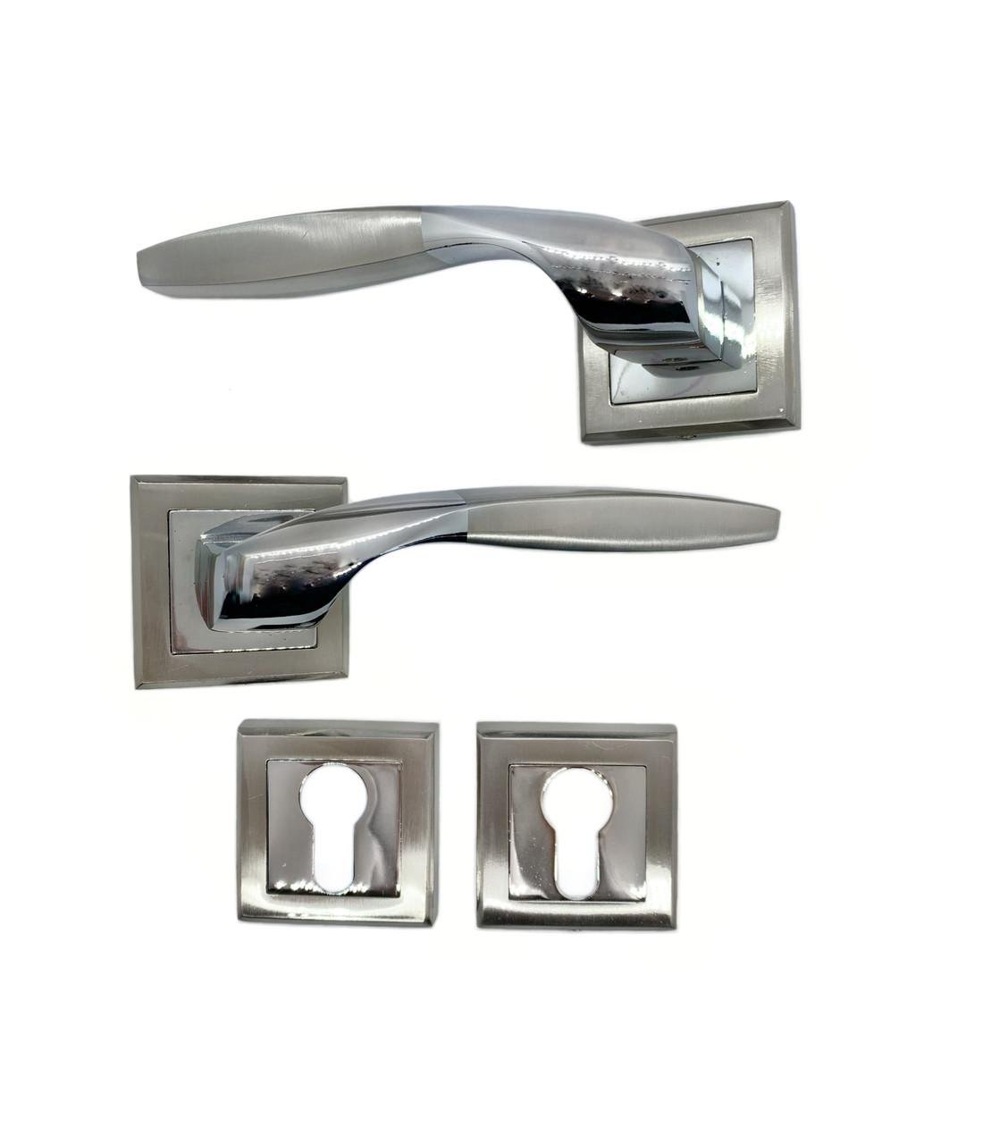 Дверна ручка на розетах Vortex AS-01 SN/CP під циліндр з ключами