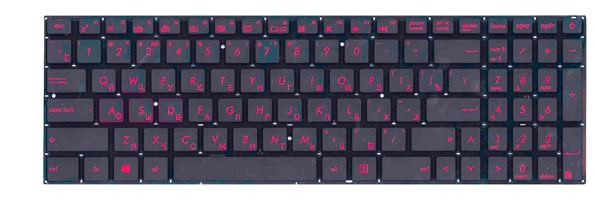 Клавиатура для ноутбука Asus N541 с подсветкой Light No Frame Black
