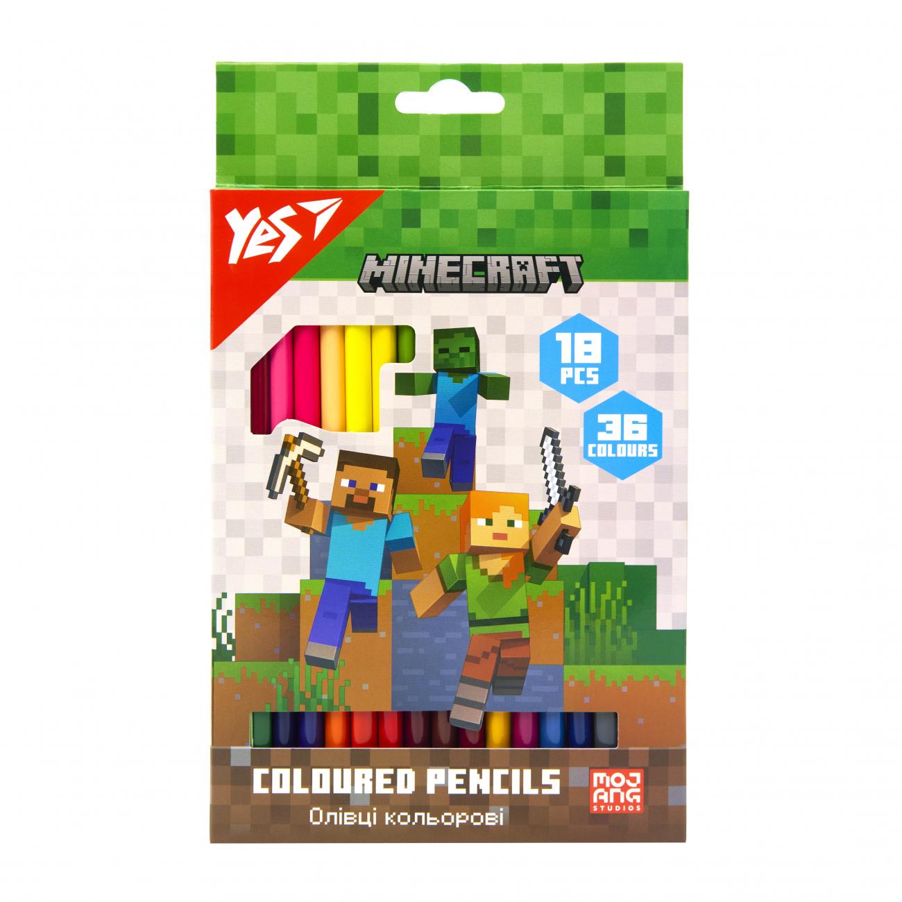 Олівці кольорові YES Minecraft 18/36 кольорів (MTT-198793)