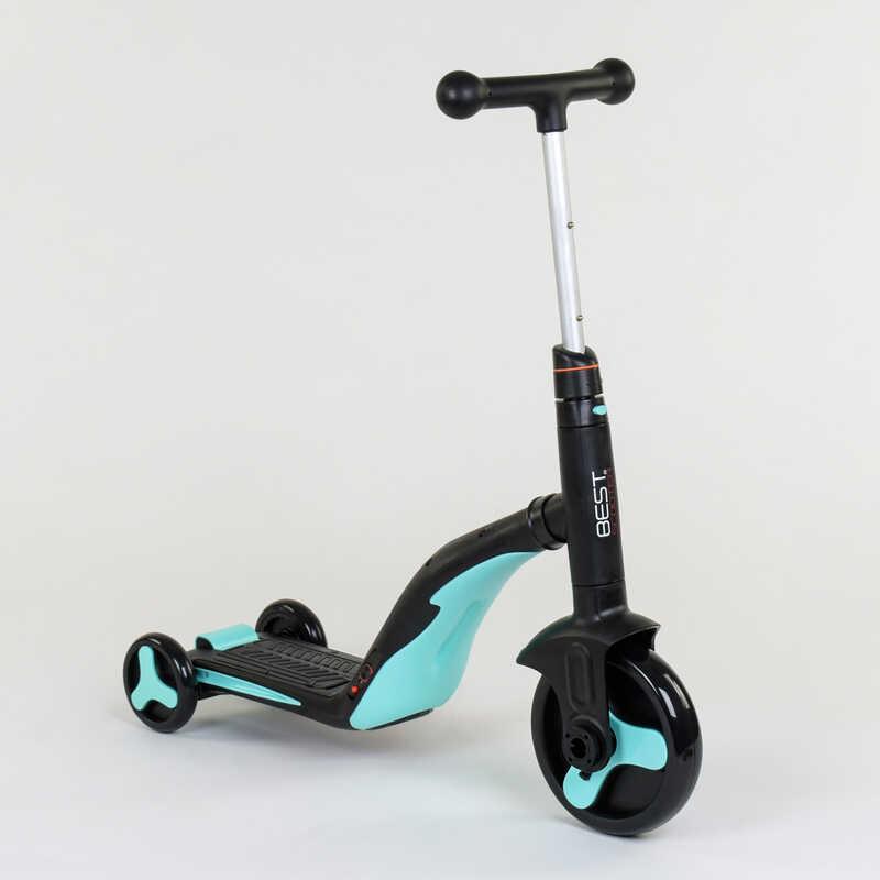 Самокат дитячий Best Scooter 3в1 з PU колесами світло/музика Turquoise (80457) - фото 1