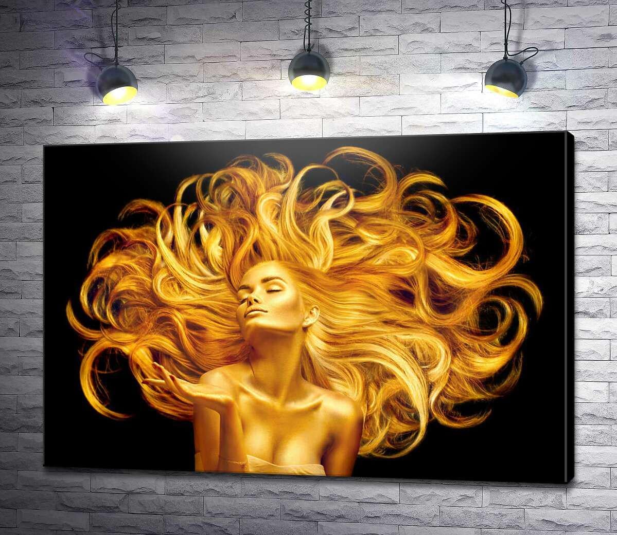 Картина ArtPoster Золоті локони волосся моделі, що розвіваються 130x89 см Модуль №1 (003799)