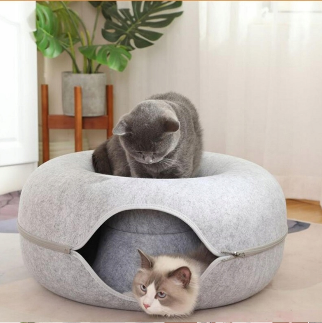 Лежанка-домик для кошек и маленьких собак 2в1 50x50x20 см Серый - фото 4 Лежанка-домик для кошек и маленьких собак 2в1 50x50x20 см Серый - фото 4