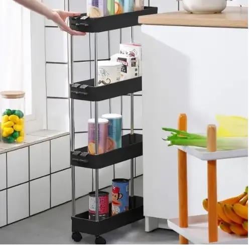 Этажерка на колесиках на колесах 4 яруса 85х35х13 см Черный (23864248) - фото 8 Этажерка на колесиках на колесах 4 яруса 85х35х13 см Черный (23864248) - фото 8