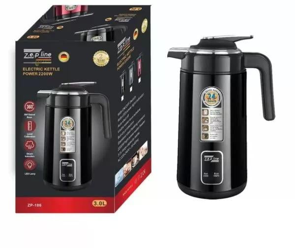 Чайник термос електричний Zepline ZP123 з показниками температури 3 л 2200 Вт Чорний