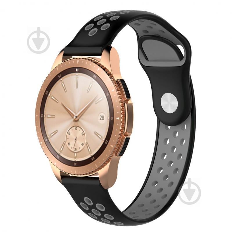 Ремешок 20 мм BeWatch для смарт-часов Samsung Active| Active 2 | Galaxy watch 42mm Black/Gray (1010114)