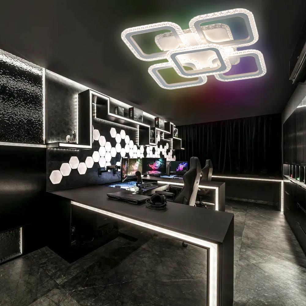 Люстра смарт керована світлодіодна ROOM ICE RGB 6S 70 Вт SMARTз підсвічуванням RGB 380x380x75 мм Білий (10573) - фото 7