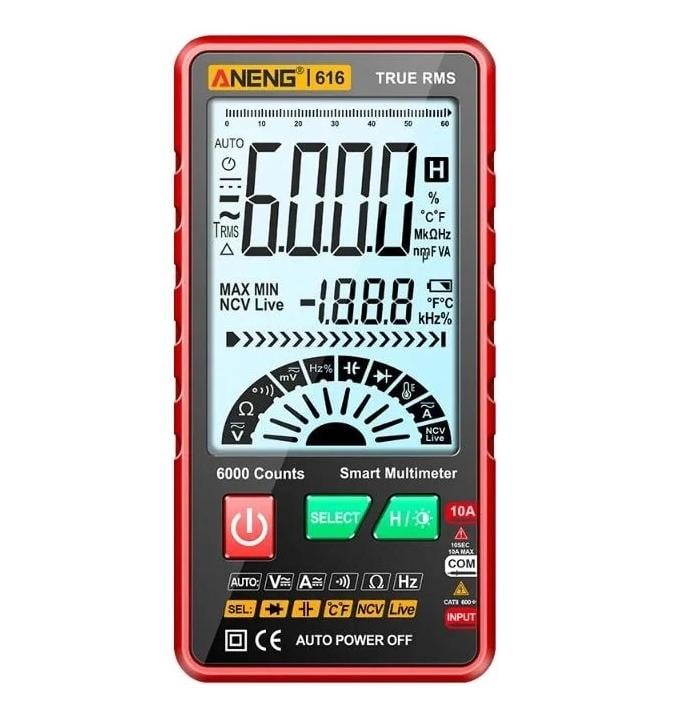 Мультиметр цифровой Aneng 616A AC/DC Красный