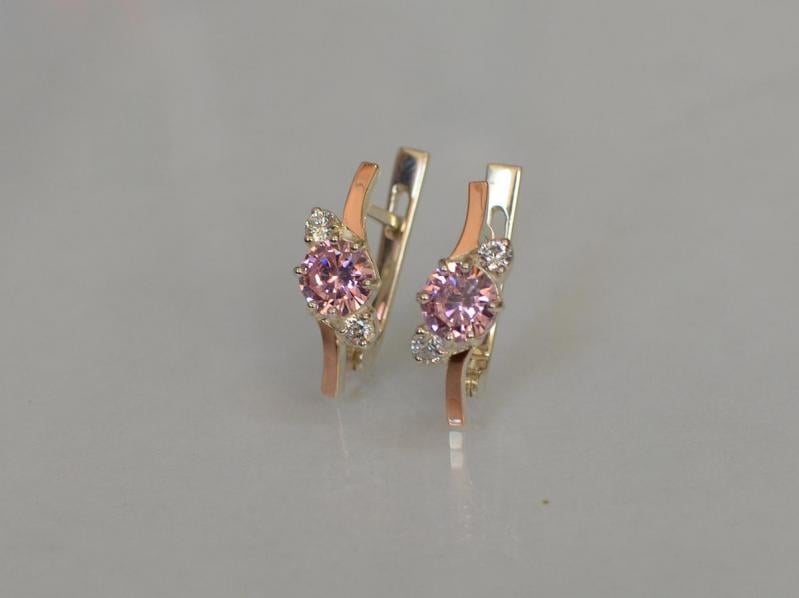 Срібна каблучка Sil з золотими вставками 134s-9 Рожевий (Sil-1196)