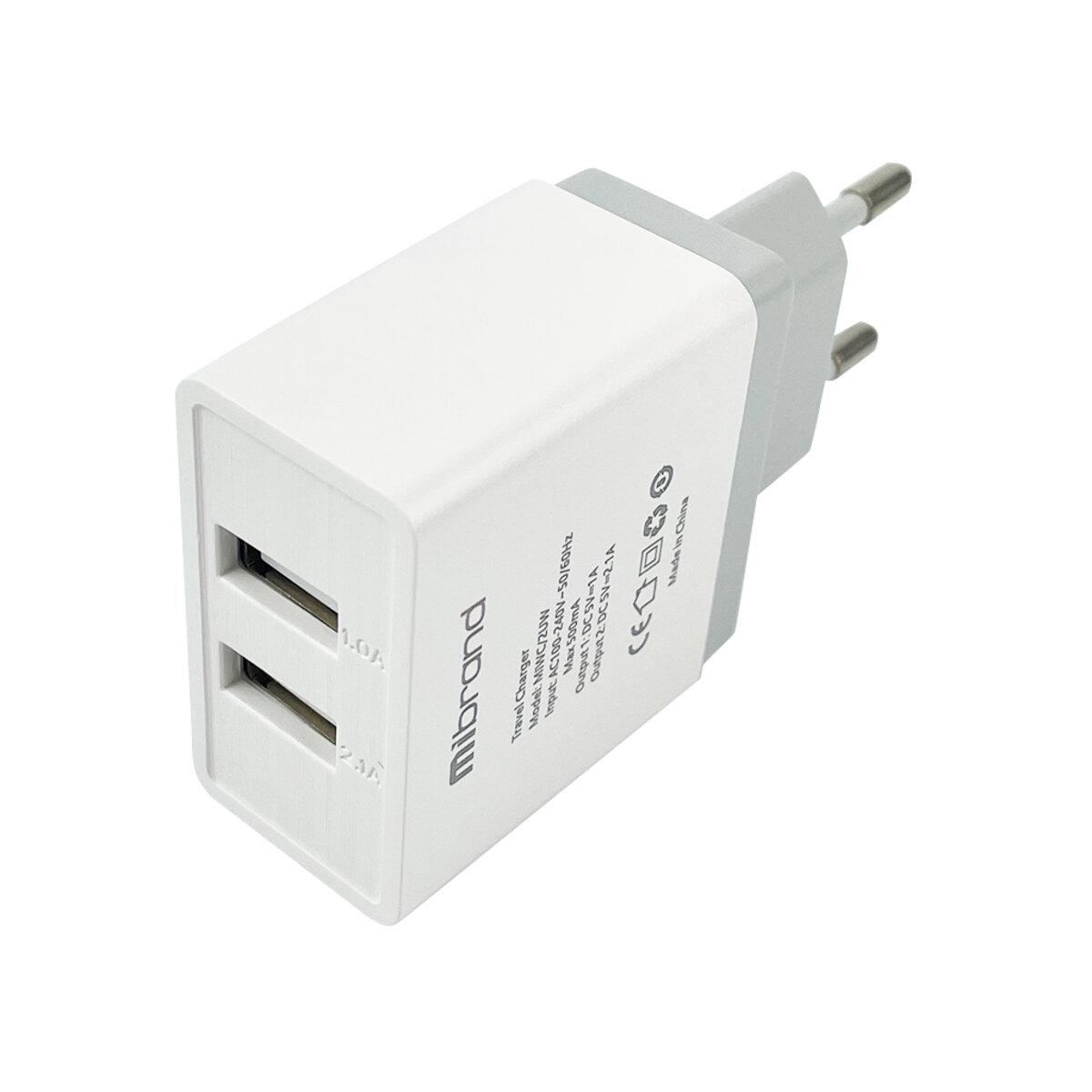 Зарядное устройство Mibrand MI-02 10 W 2USB White (561741)