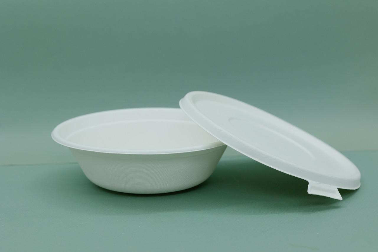 Одноразовая тарелка с крышкой из сахарного тростника 950 мл 125 шт. - фото 9