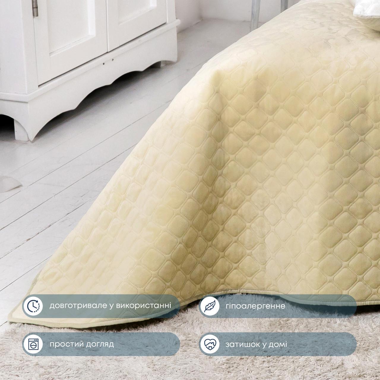 Покрывало велюровое мягкое Ромб/круглый евро макси 240х260 см Бежевый - фото 5 Покрывало велюровое мягкое Ромб/круглый евро макси 240х260 см Бежевый - фото 5