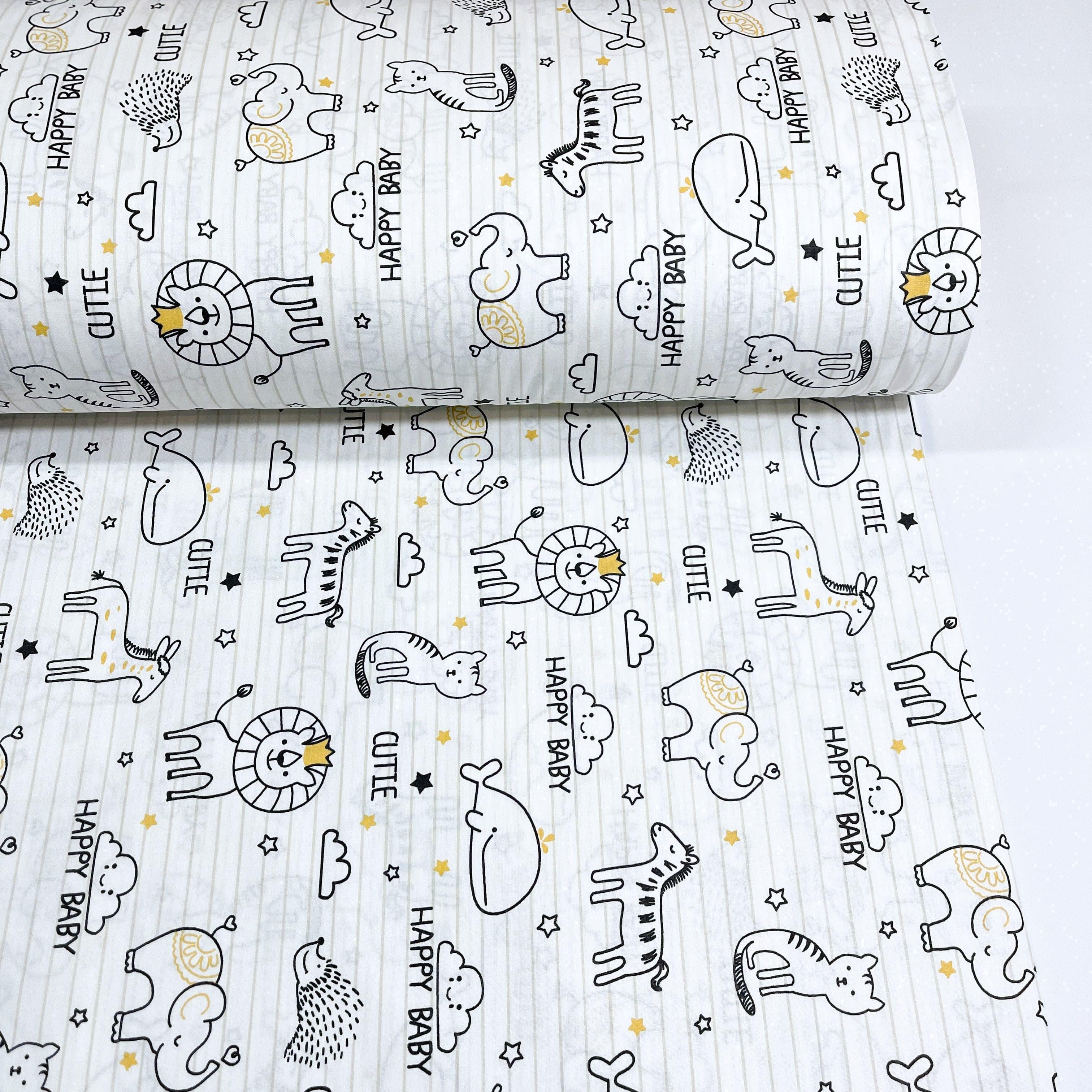 Ткань для постельного белья ранфорс зверушки 240 см Белый (3/241/49/BEJ 00918)