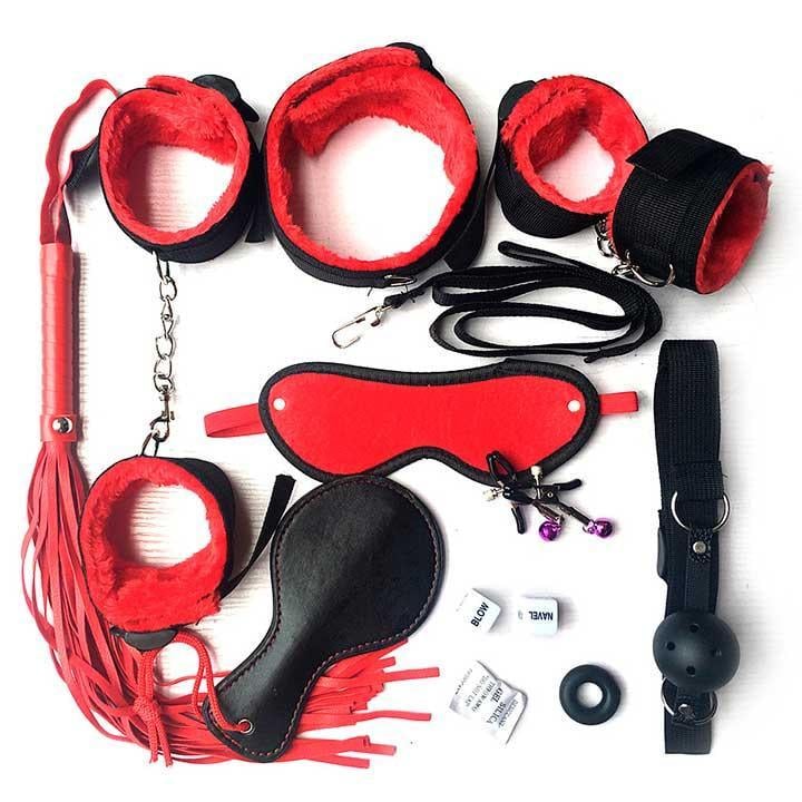 Комплект для BDSM игр 10 предметов One Size Красный (K0039-2)