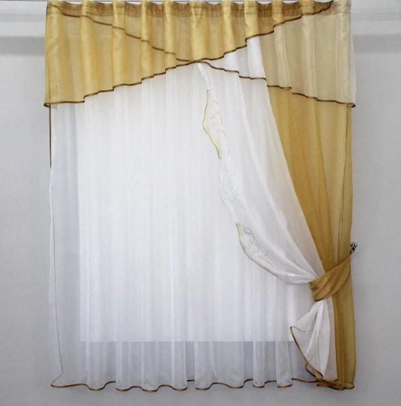 Занавеска кухонная шифон 290х170 см Золотистый/Белый (00к 59-343) Занавеска кухонная шифон 290х170 см Золотистый/Белый (00к 59-343)