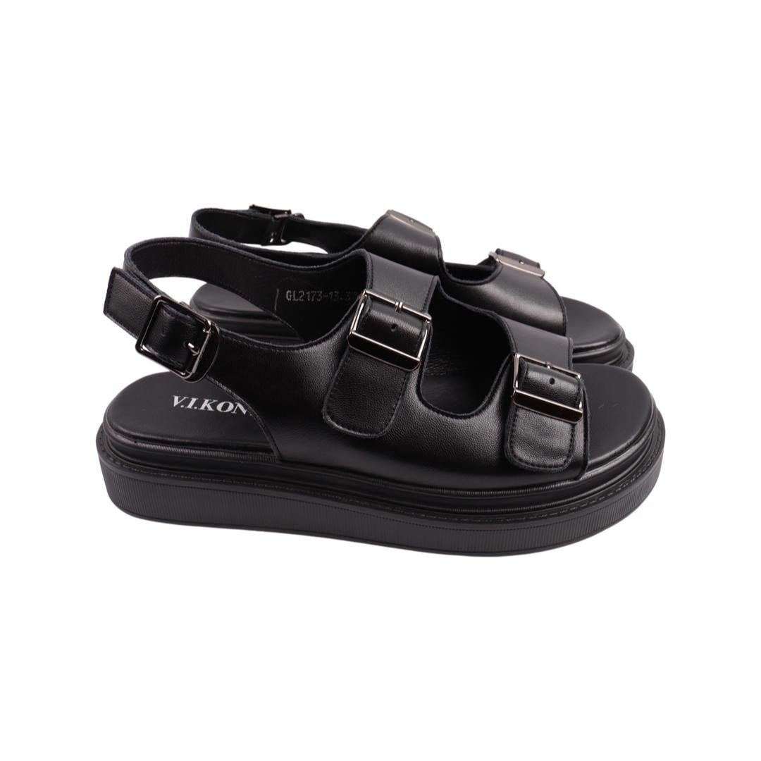 Босоножки женские Vikonty из кожи р. 39 Черный (374-22LBC)