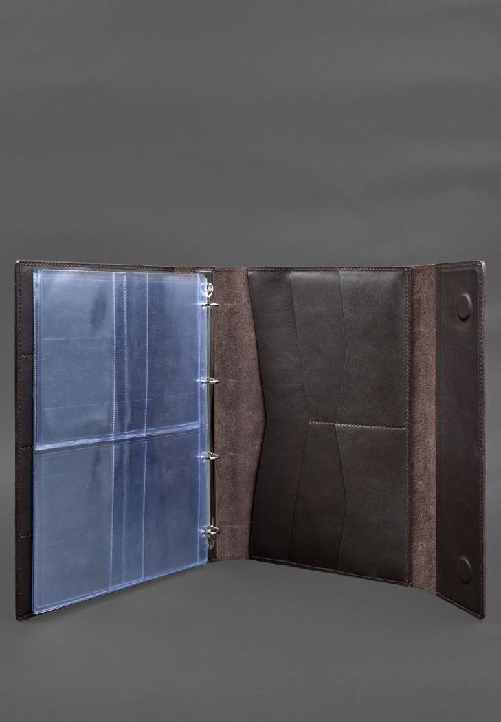 Шкіряна папка для документів сімейна на сегрегаторі з файлами А4 Темно-коричневий (A-028607) - фото 3 Шкіряна папка для документів сімейна на сегрегаторі з файлами А4 Темно-коричневий (A-028607) - фото 3