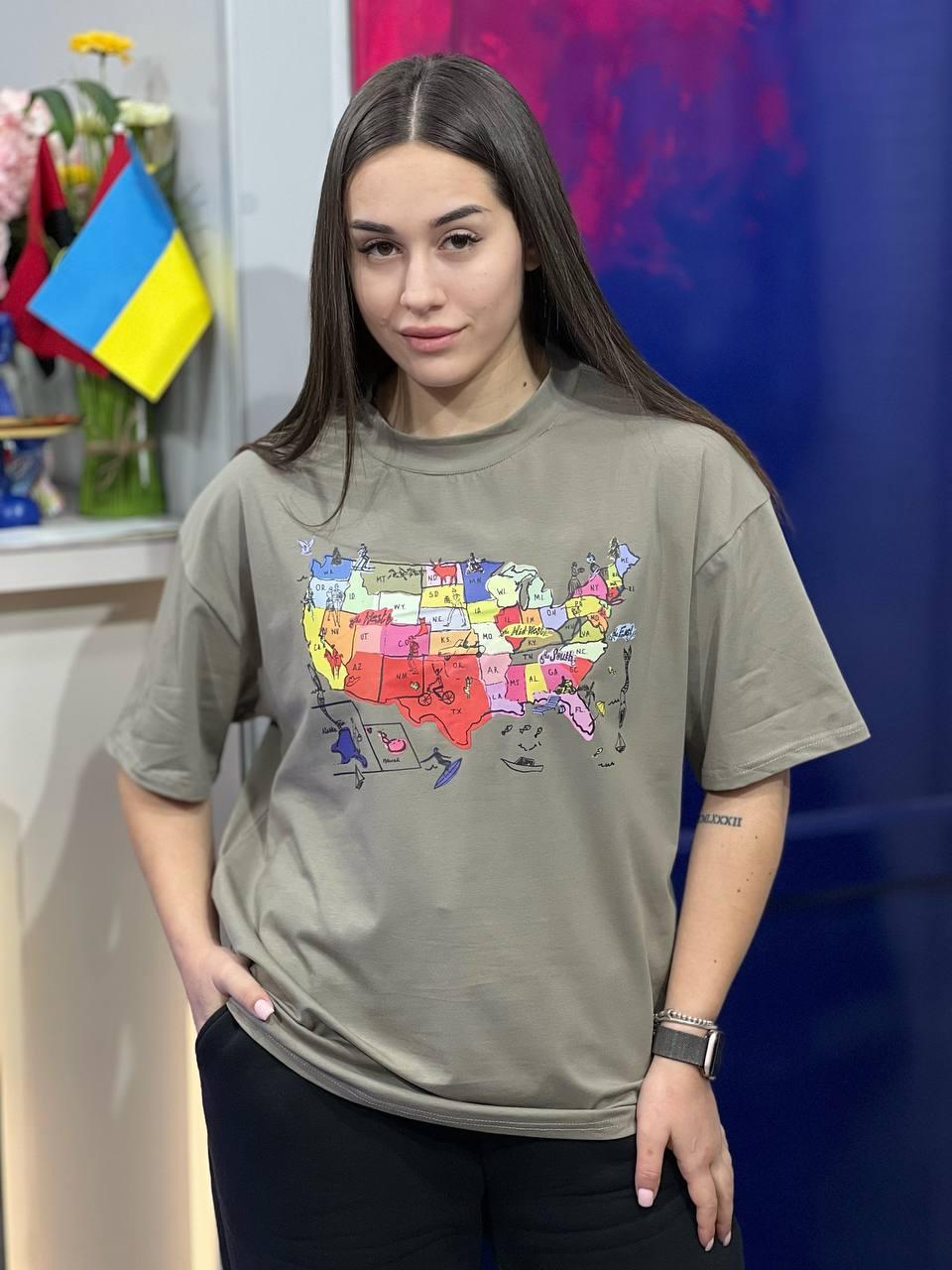 Футболка женская с принтом OS Коричневый (#25045-02)