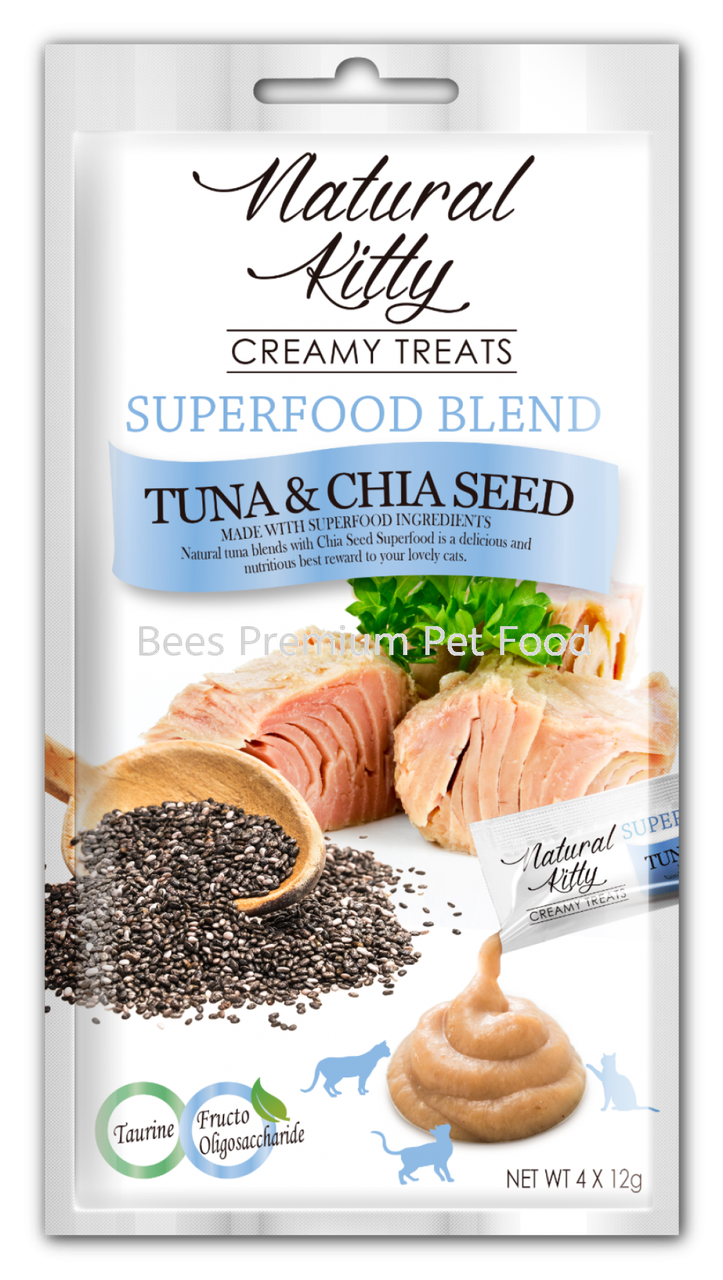 Крем-снек Natural Kitty Creamy Treats Tuna with Chia Seed для кошек со вкусом тунца и семян чиа 4х12 г (OTU15401)