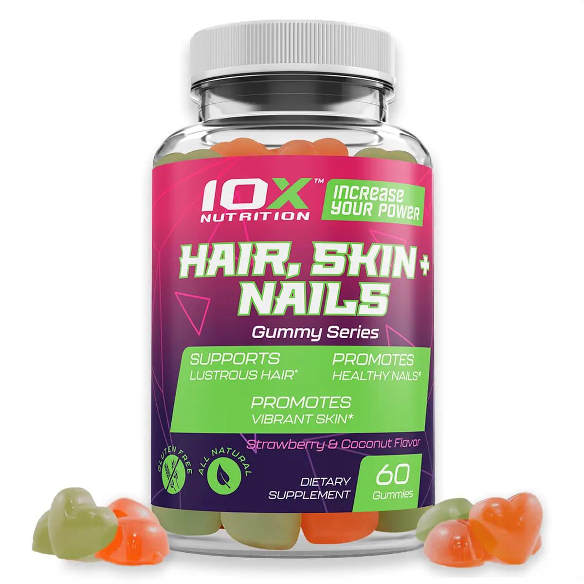 Витаминно-минеральный комплекс для спорта 10XNutrition Hair, Skin and Nails 60 Gummies Strawberry Coconut Витаминно-минеральный комплекс для спорта 10XNutrition Hair, Skin and Nails 60 Gummies Strawberry Coconut
