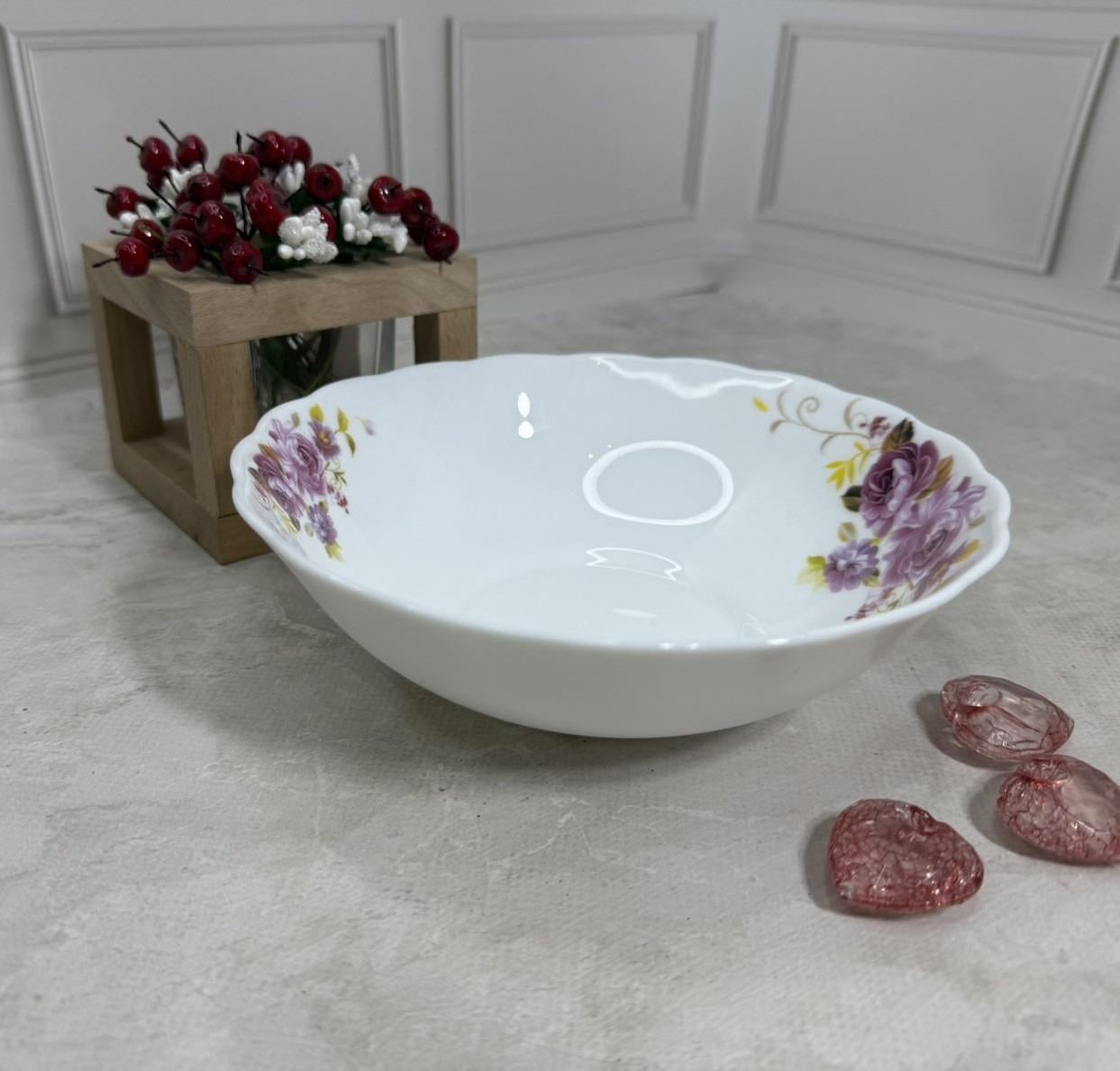 Салатник Helios 3017 176 мм 700 мл Белый с декором