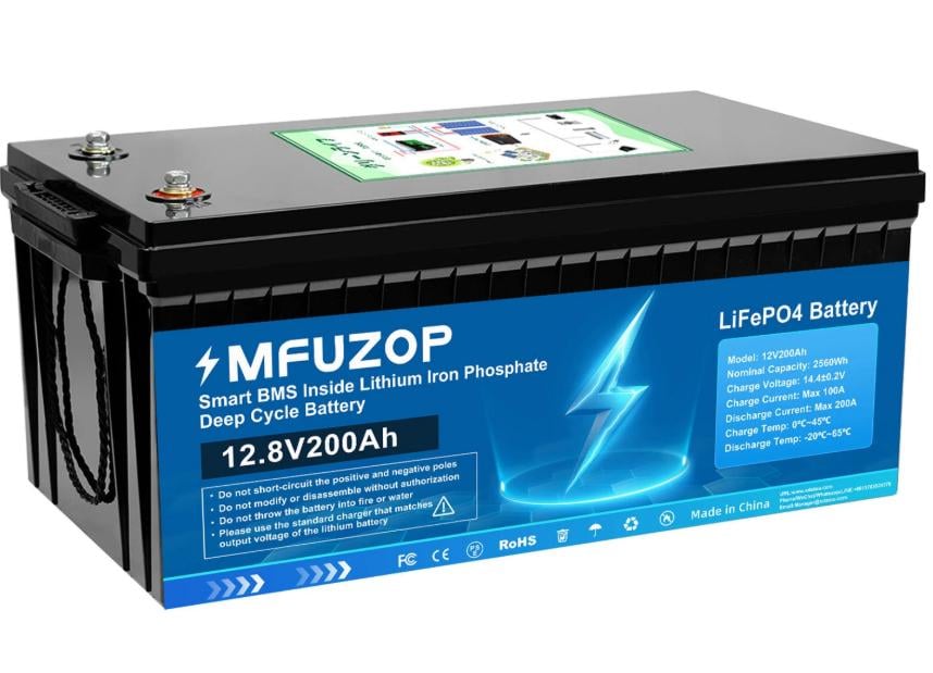 Аккумулятор LiFePO4 MFUZOP 12V 200 Ah 2560Wh 200A BMS до 15000 циклов Аккумулятор LiFePO4 MFUZOP 12V 200 Ah 2560Wh 200A BMS до 15000 циклов