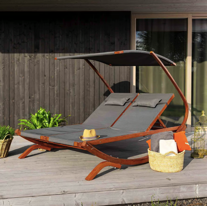 Садовий шезлонг Di Volio Pionza двомісний Сірий (4934) - фото 5