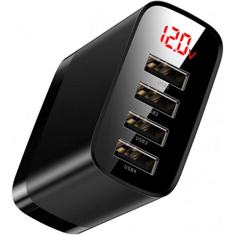 Мережевий зарядний пристрій Baseus Mirror Lake Digital Display 4USB 2,4A Black (CCJMHB-B01)