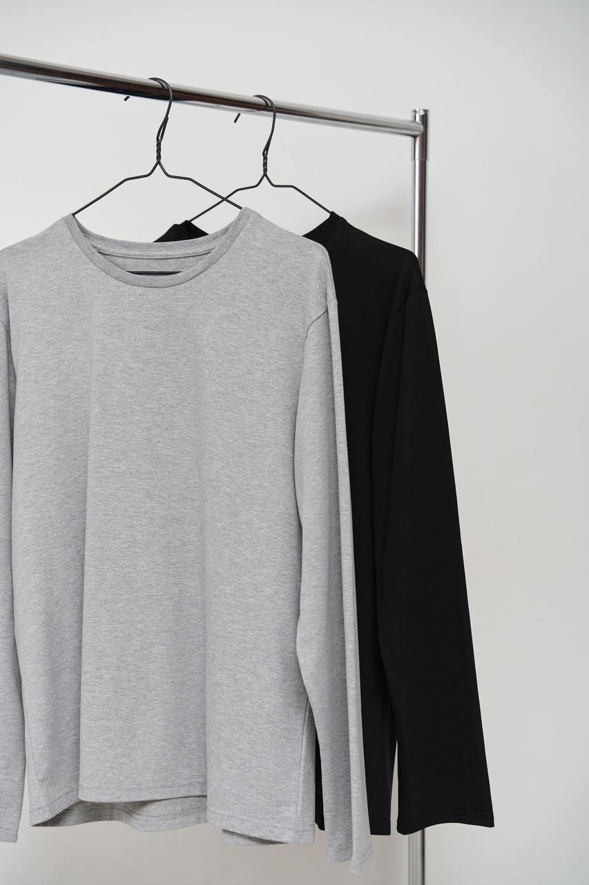 Набор лонгсливов мужских Cotton Basic 2 шт. 3XL Серый/Черный (2048376072) - фото 3