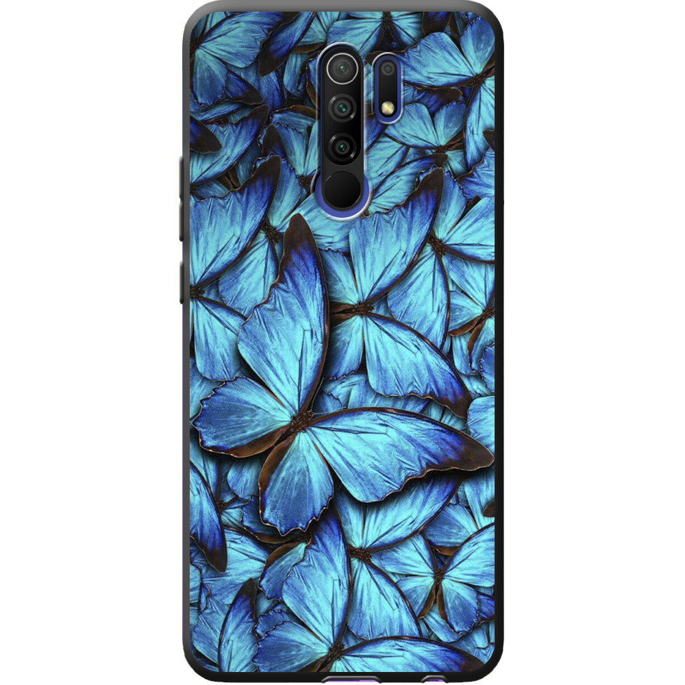 Чехол BoxFace Xiaomi Redmi 9 лазурные бабочки Черный силикон (40233-up1550-40357)
