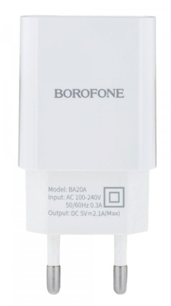 Зарядное устройство сетевой Borofone BA20A Micro USB 2,1A Белый (KG-8144) - фото 2 Зарядное устройство сетевой Borofone BA20A Micro USB 2,1A Белый (KG-8144) - фото 2