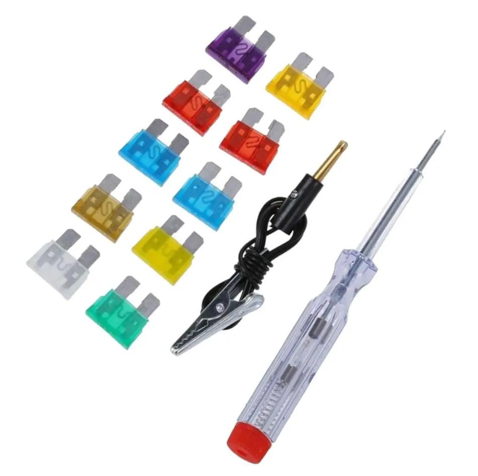 Набор автомобильных предохранителей с тестером 12 шт. (525-T) Набор автомобильных предохранителей с тестером 12 шт. (525-T)